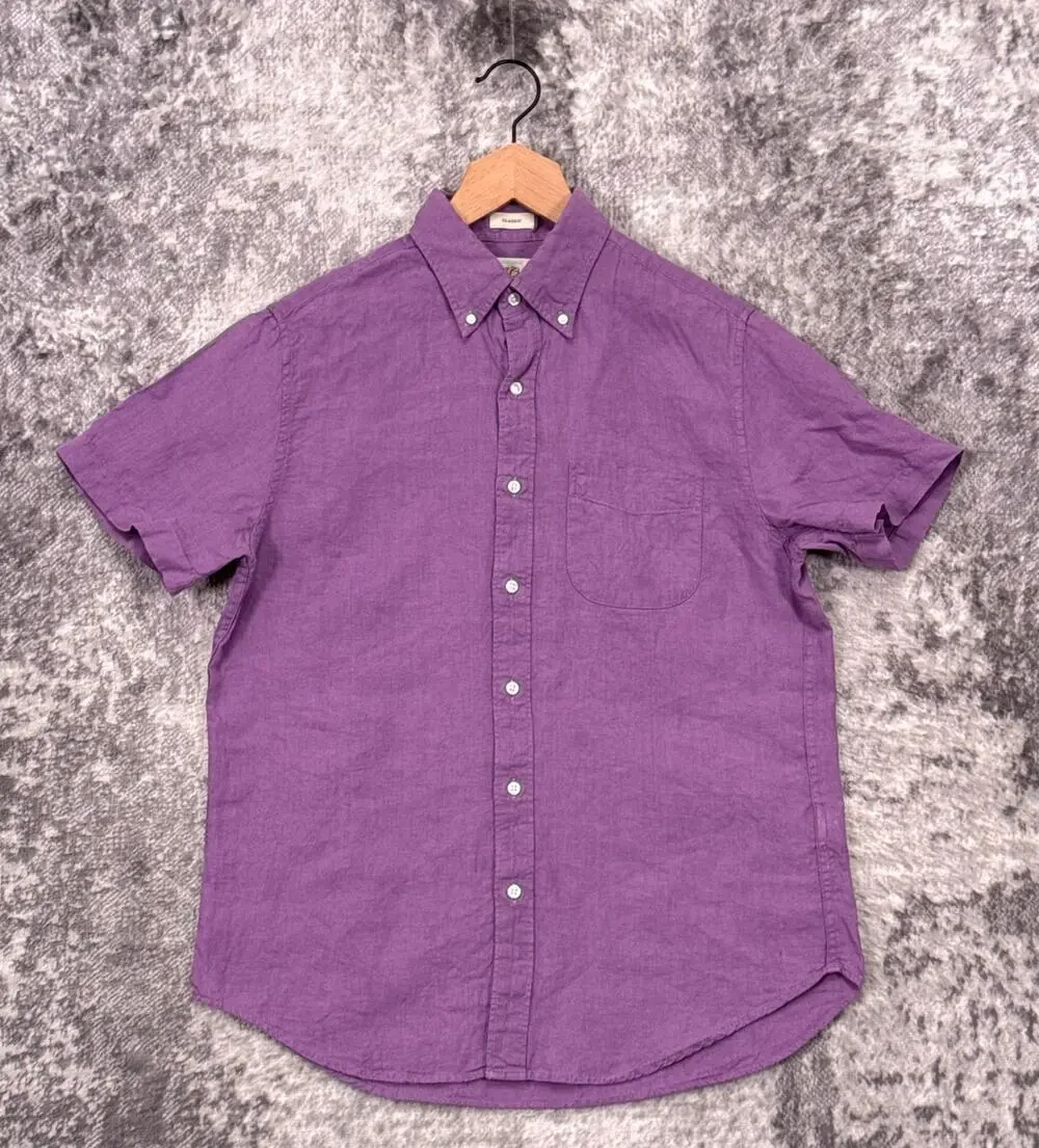 J Crew Shirt Small Mens Purple Baird McNutt Irish Linen Short Sleeve Button